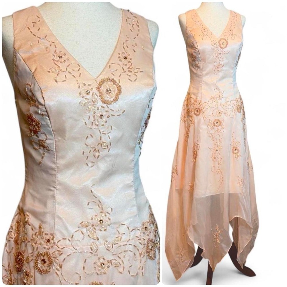 Y2K Pale Pink Beaded Fairy Gown - Picture 1 of 8